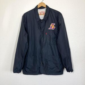 Los Angeles Lakers Jacket Mens XL Black NBA Basketball Levi's Coach Windbreaker